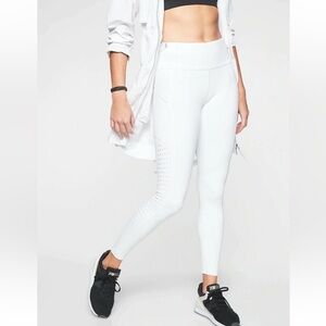 Athleta Contender Laser Cut 7/8 Tights White Leggings Size Large